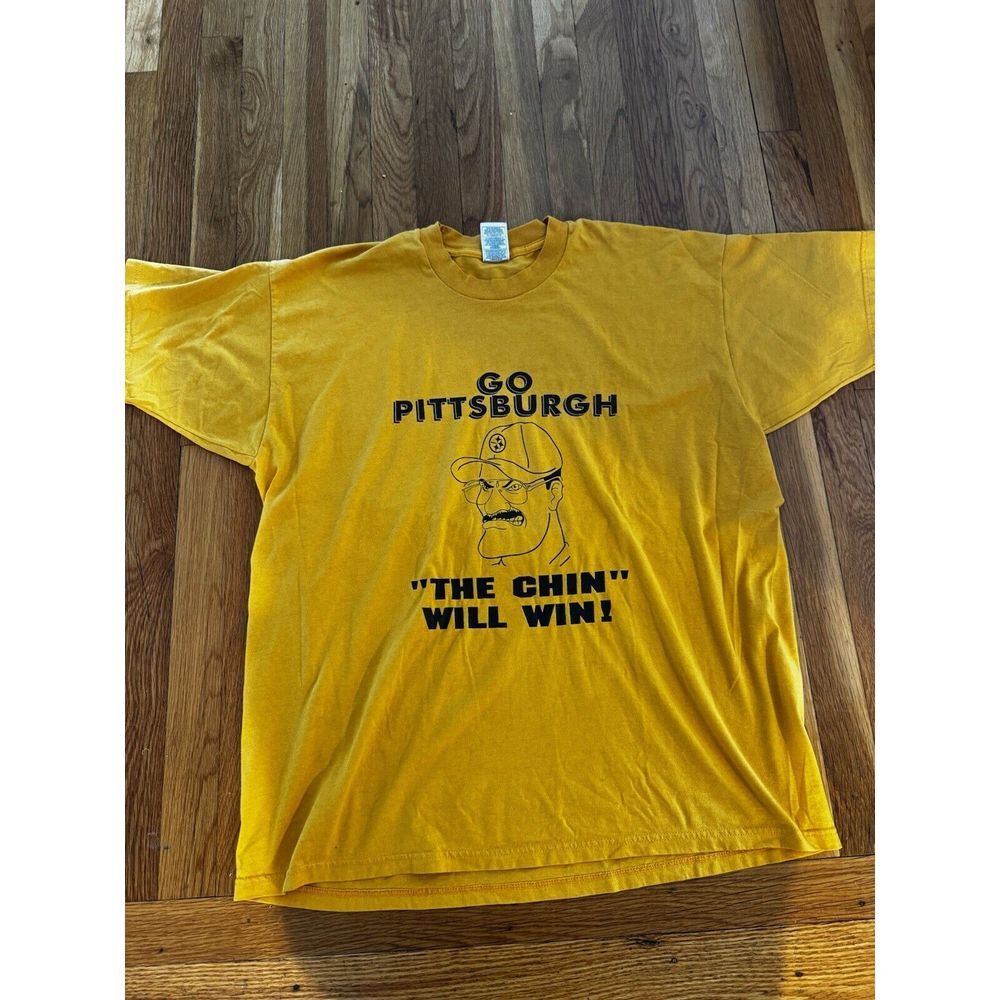 Vintage Pittsburgh Steelers Bill Cowher Caricature Shirt The‎ Chin Will Win 2XL